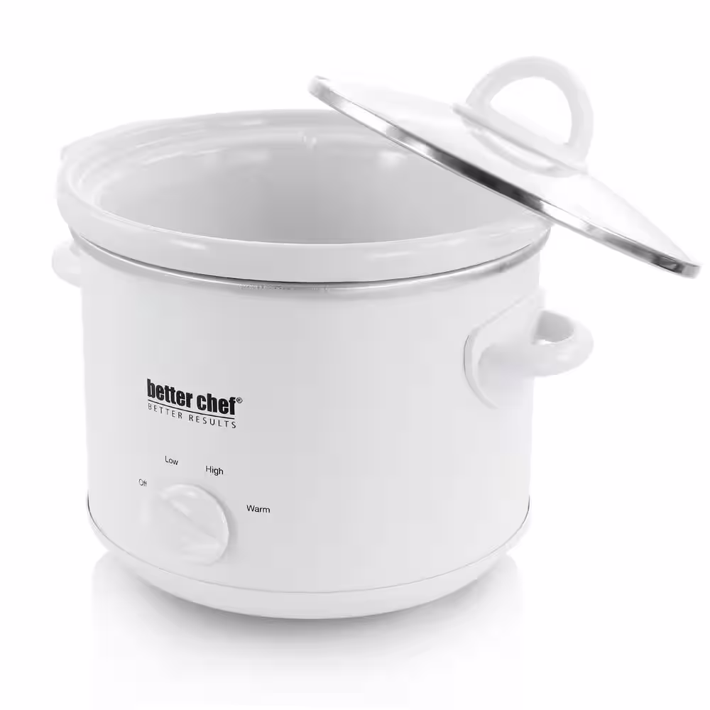 Better Chef 3 qt. Round Slow Cooker with Removable Stoneware Crock in White