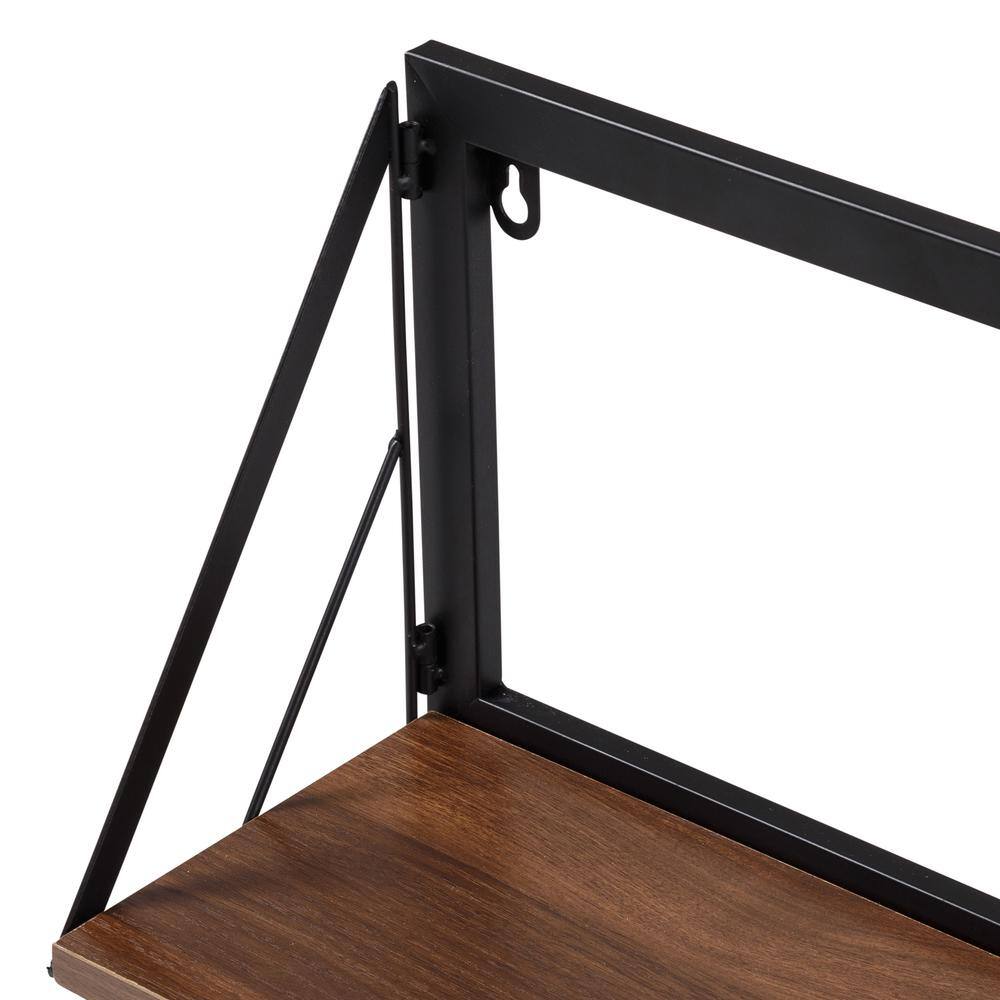 Honey-Can-Do Laundry Room Makeover 8 in. H x 18 in. W x 6 in. D Melamine and Steel Shelf in Walnut/Black