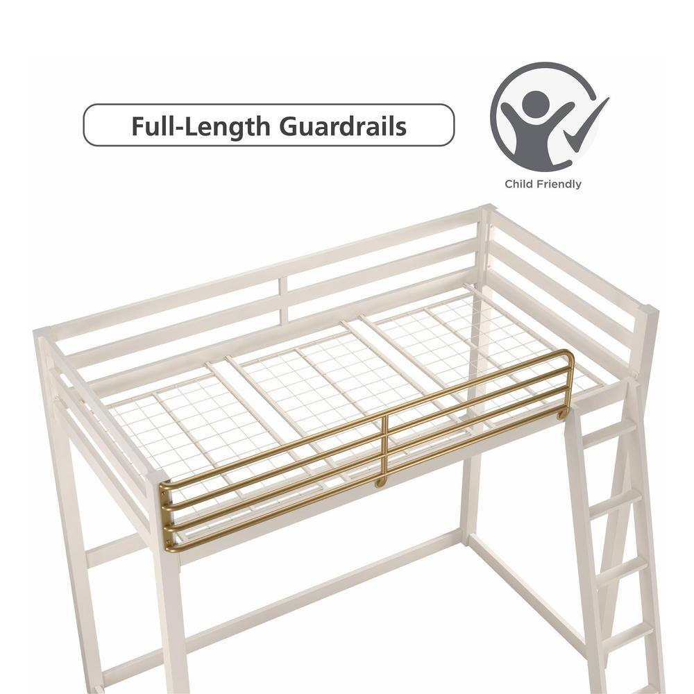 Little Seeds Monarch Hill Haven White and Gold Twin Metal Loft Bed