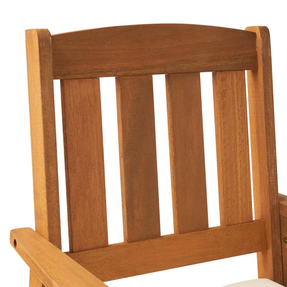 Noble House Cala Cream and Honey Oak 2-Piece Meranti Patio Deep Seating Set with Cream Cushions