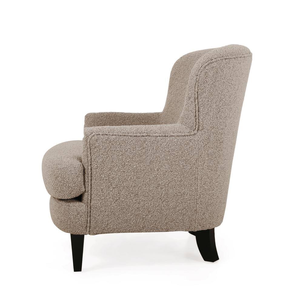 Noble House Willey Stone and Matte Black Boucle Club Chair