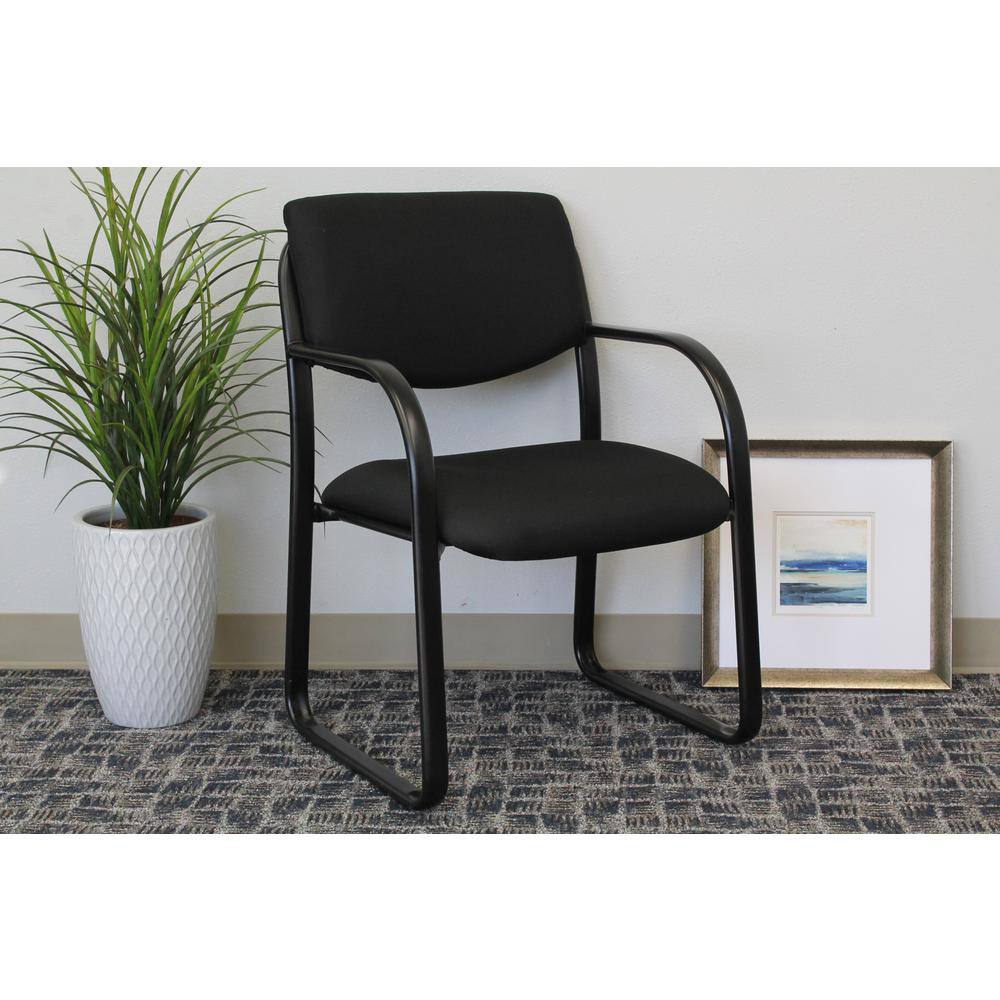 BOSS Office Products Black Guest Arm Chair Black Steel Frame