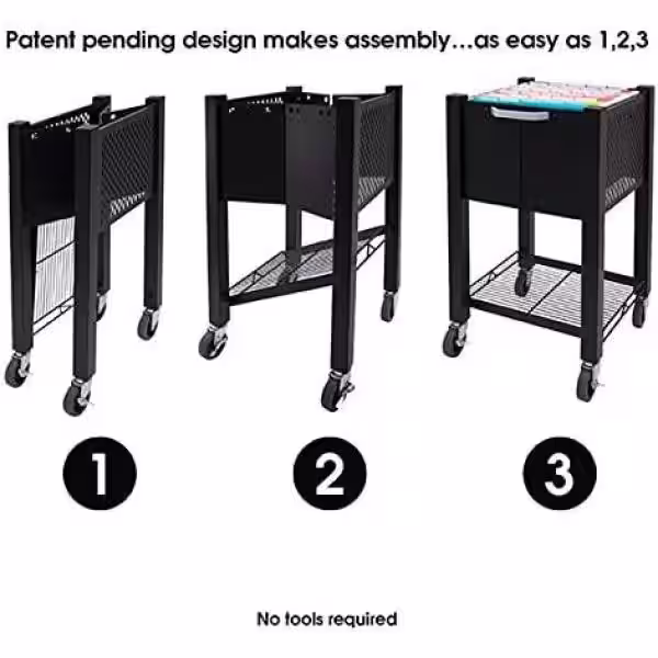 None Steel Open Top File Cart in Black
