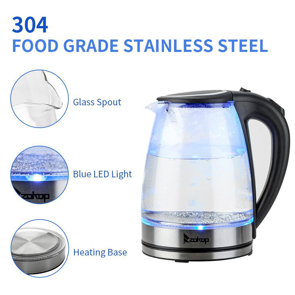 None 7.5-Cup Glass and Stainless Steel Electric Kettle