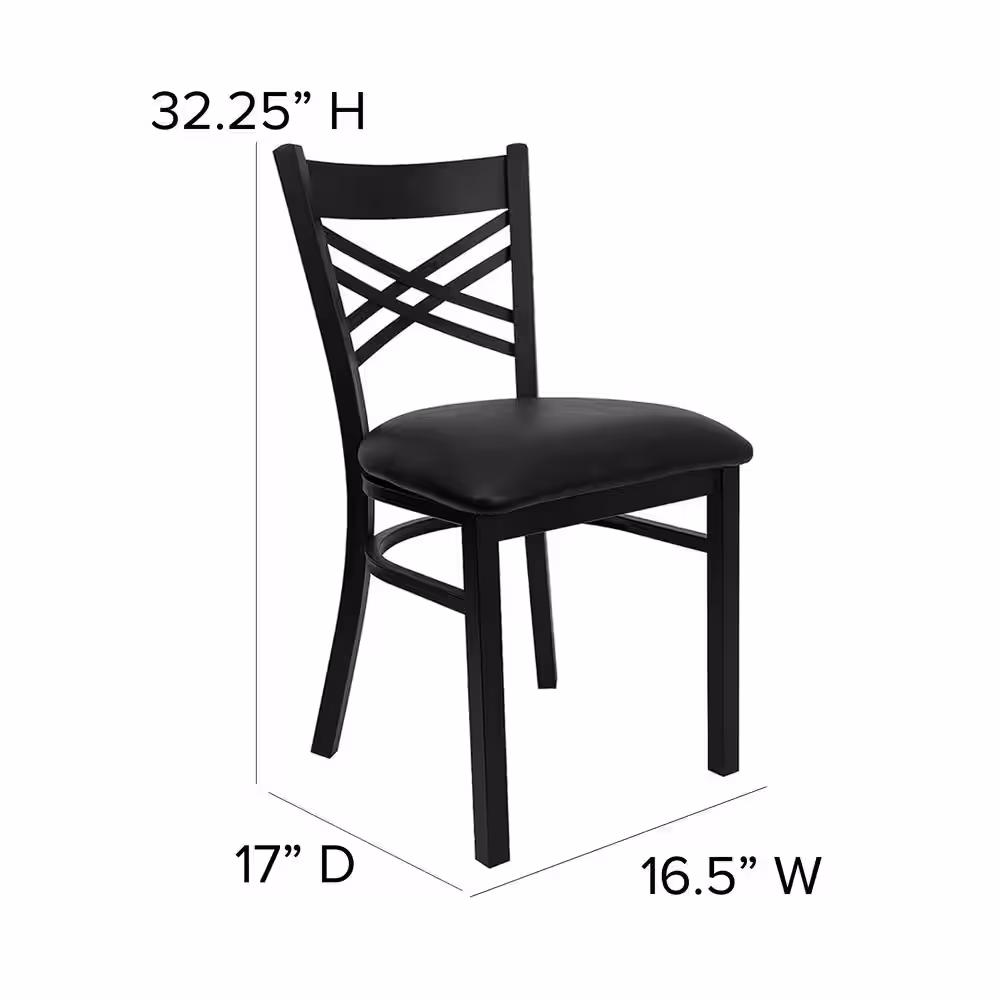 Flash Furniture Hercules Series Black X Back Metal Restaurant Chair with Black Vinyl Seat