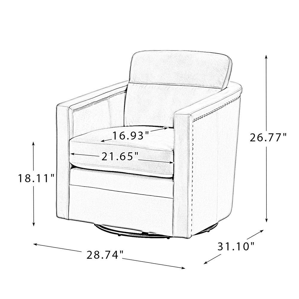 ARTFUL LIVING DESIGN Elvira 28.74'' Wide Choclate Genuine Leather Swivel Chair with Squared Arms Set of 2