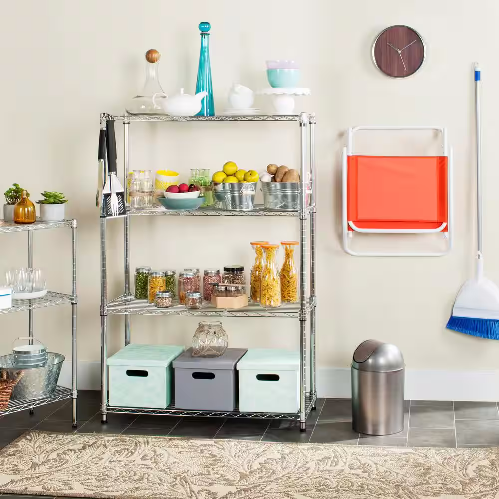 SAFAVIEH Bravo 53 in. 4-Tier Chrome Wire Rack