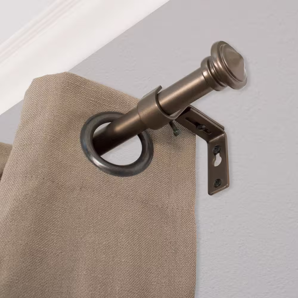 Decopolitan Cap 18 in. - 36 in. Adjustable Curtain Rod 3/4 in. in Bronze with Finial
