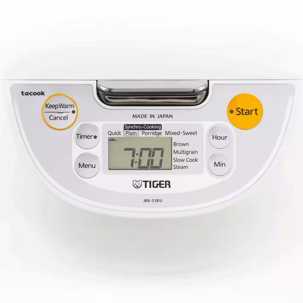 Tiger Micom 10-Cup White Rice Cooker with Tacook Cooking Plate