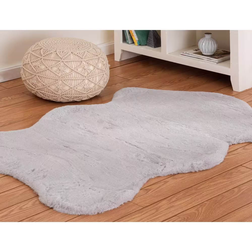 Home Decorators Collection Piper Grey 3 ft. x 5 ft. Sheepskin Solid Polyester Area Rug