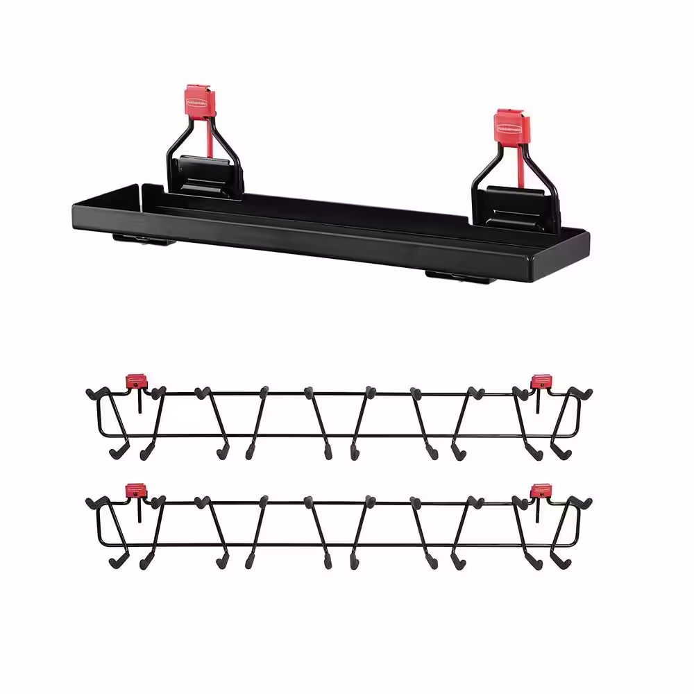 Rubbermaid 5 in. L x 35 in. W x 5 in H, Metal Shed Shelf and 50 lbs. Capacity Storage Shed Tool Rack (2-Pack)