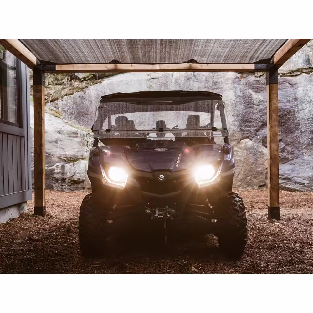 TOJA GRID 10 ft. L x 10 ft. W Pergola Kit with Denim Shade Sail, 6x6 Wood