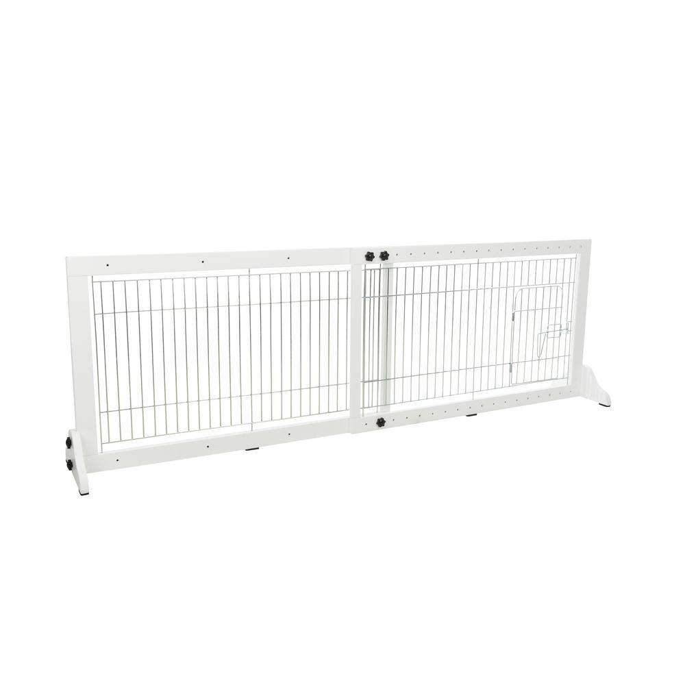 TRIXIE Adjustable Freestanding Pet Gate : Width Expands 40 in. to 71 in. : Lightweight : White
