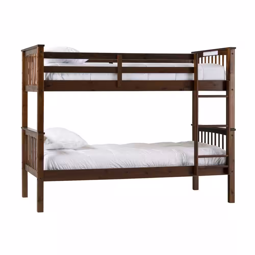 Walker Edison Furniture Company Solid Wood Twin over Twin Mission Design Bunk Bed - Walnut