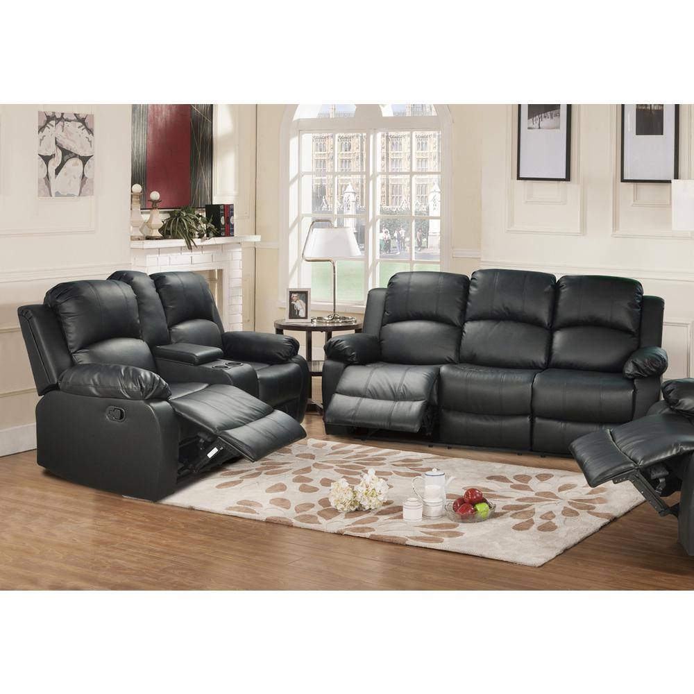 Star Home Living Belle 2-Piece Black Leather Living Room Set