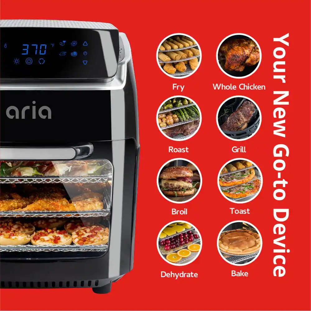 ARIA 10 qt. Black AirFryer with Recipe Book