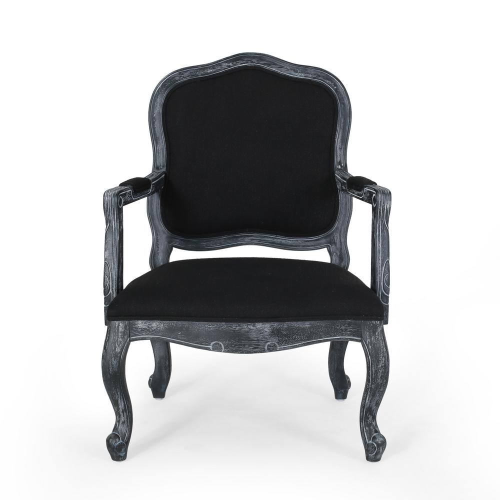 Noble House Joni Black and Gray Upholstered Dining Armchair (Set of 2)