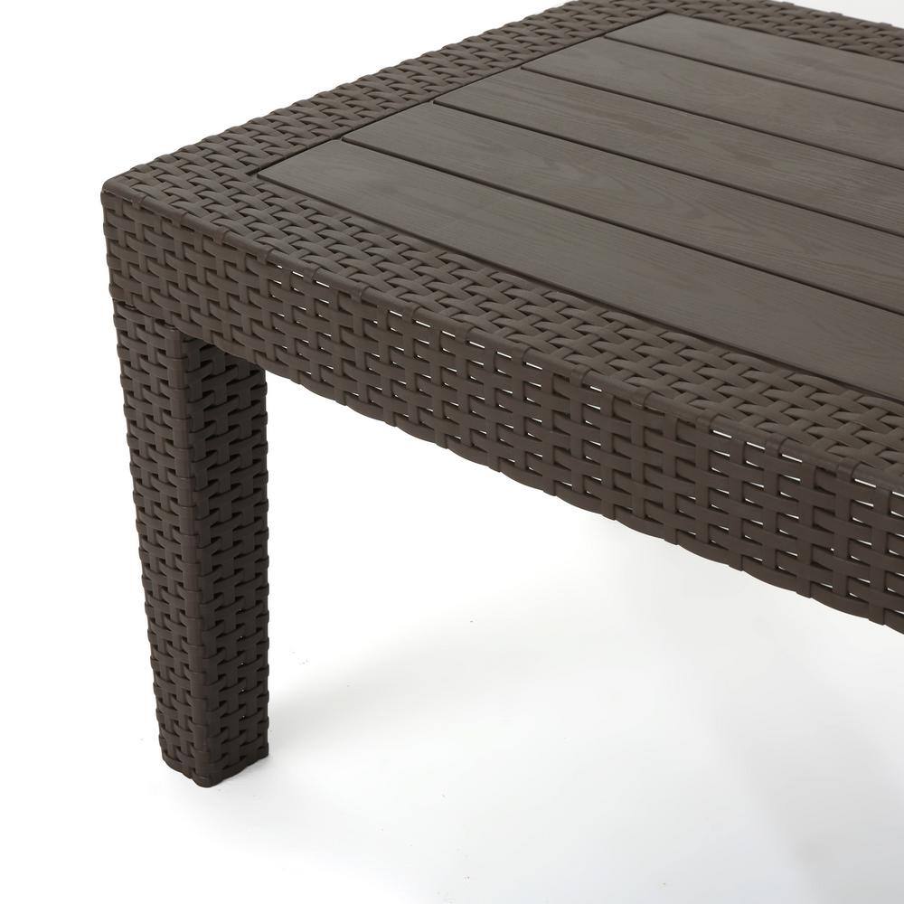 Noble House 4-Piece Faux Wicker Patio Conversation Set with Mixed Beige Cushions