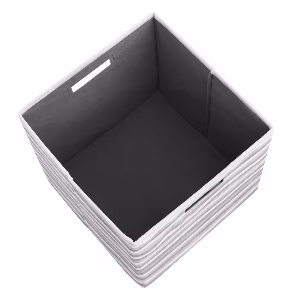 Linon Home Decor 13 in. H x 13 in. W x 13 in. D Gray Fabric Cube Storage Bin 2-Pack