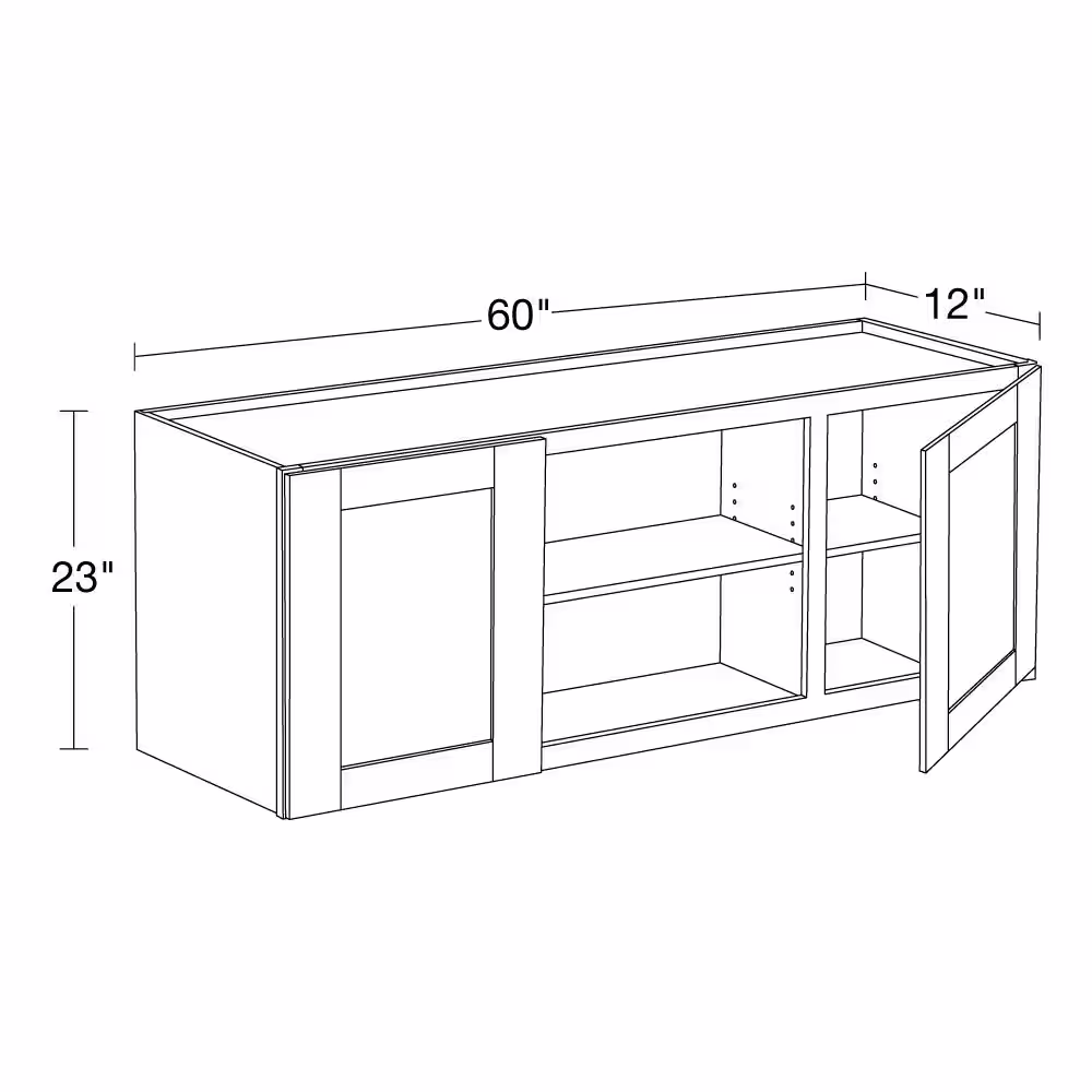 None Greenwich Verona White 23 in. H x 60 in. W x 12 in. D Plywood Laundry Room Wall Cabinet with 3 Shelves