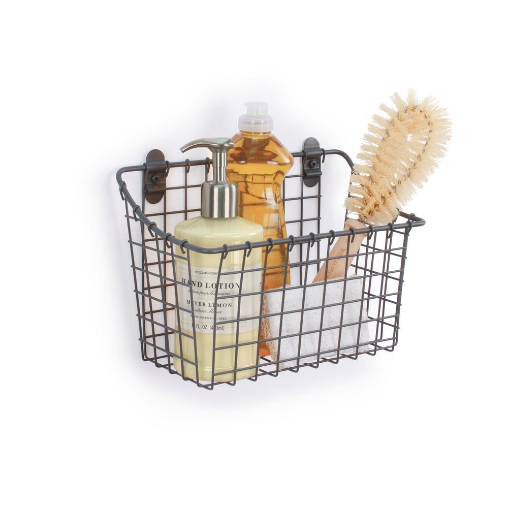 Spectrum 7.5 in. H x 10.25 in. W Gray Steel 1-Drawer Wide Mesh Wire Basket