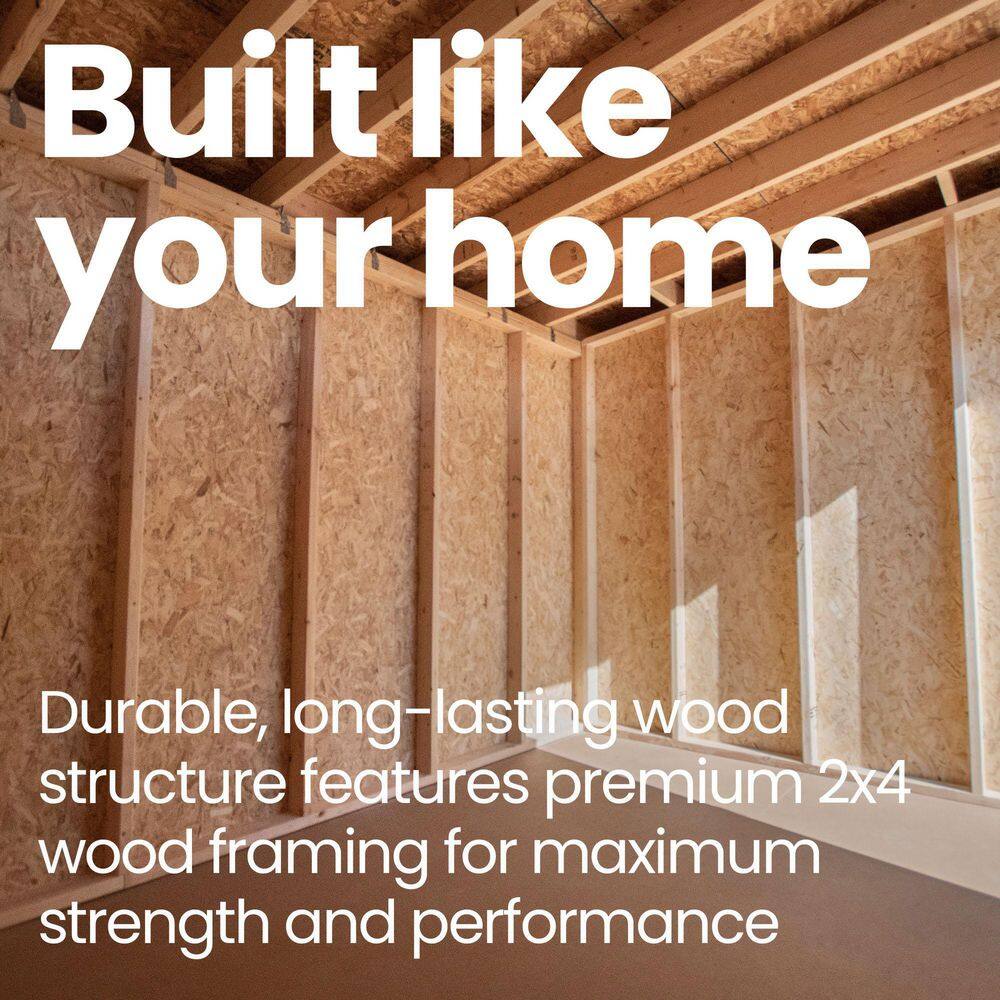 Handy Home Products Professionally Installed All Weather High Wind 145 12 ft. W x 12 ft. Wood Shed with Autumn Brown Shingles (144 sq. ft.)