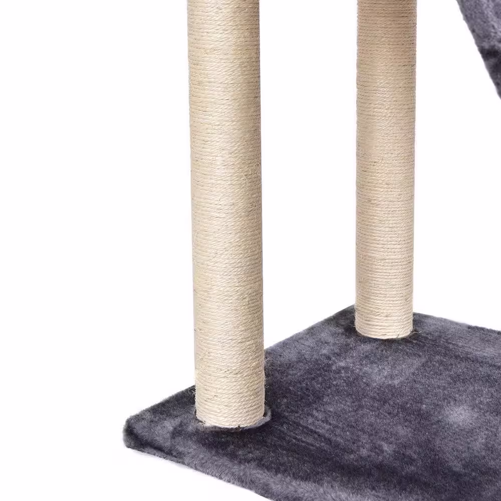 ANGELES HOME 35 in. Dark Gray Play Cat Tree with Scratch Posts
