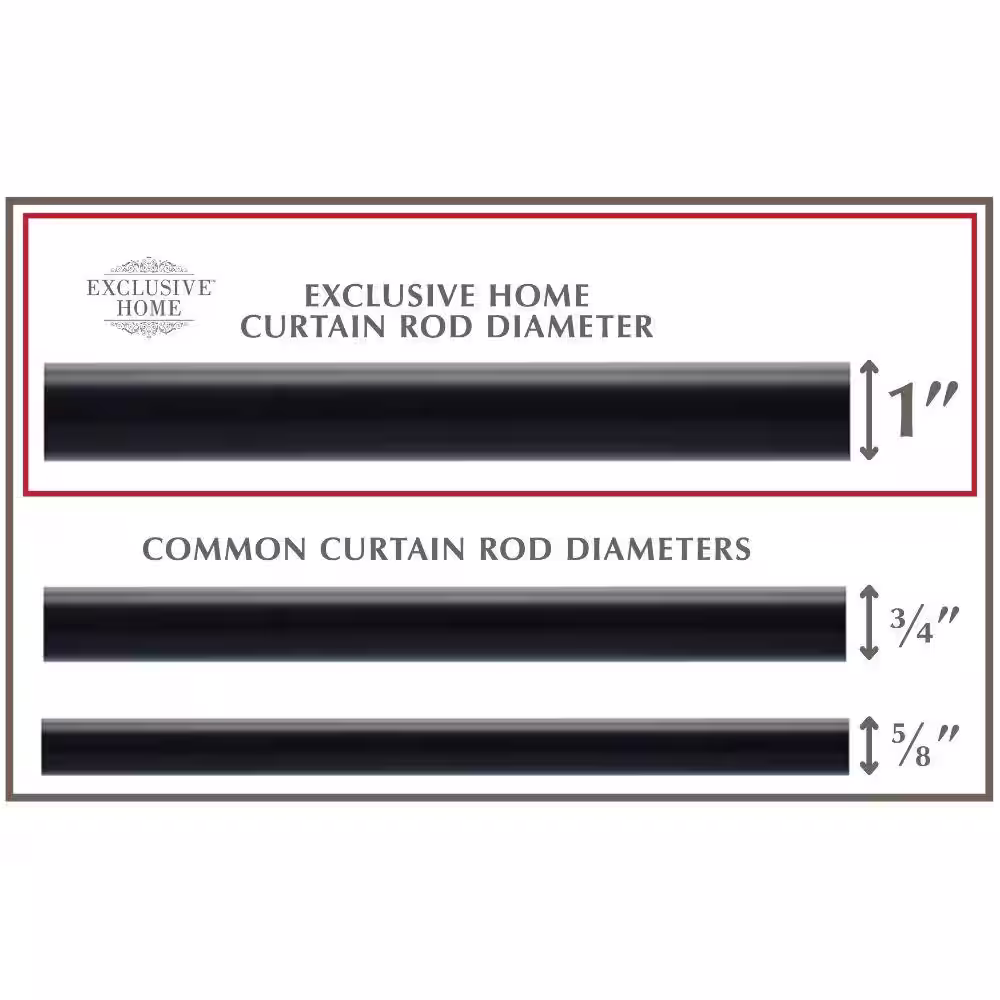 EXCLUSIVE HOME Holden 52 in. - 72 in. Adjustable 1 in. Wrap Around Curtain Rod Kit in Matte Black
