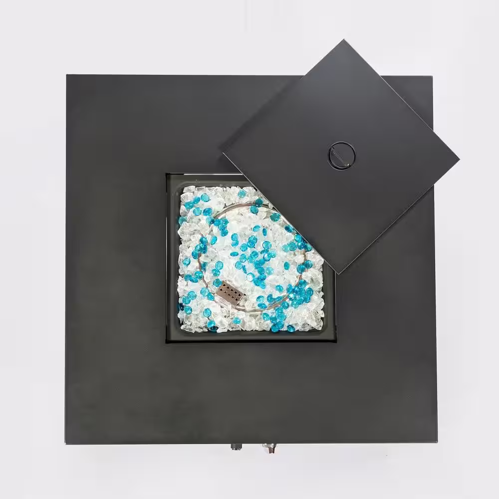 moda furnishings Marine Brown Square Wicker Outdoor Fire Pit Table