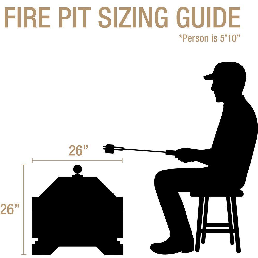 Pleasant Hearth Vienna 26 in. W x 26 in. H Square Steel Wood Burning Rubbed Bronze Fire Pit