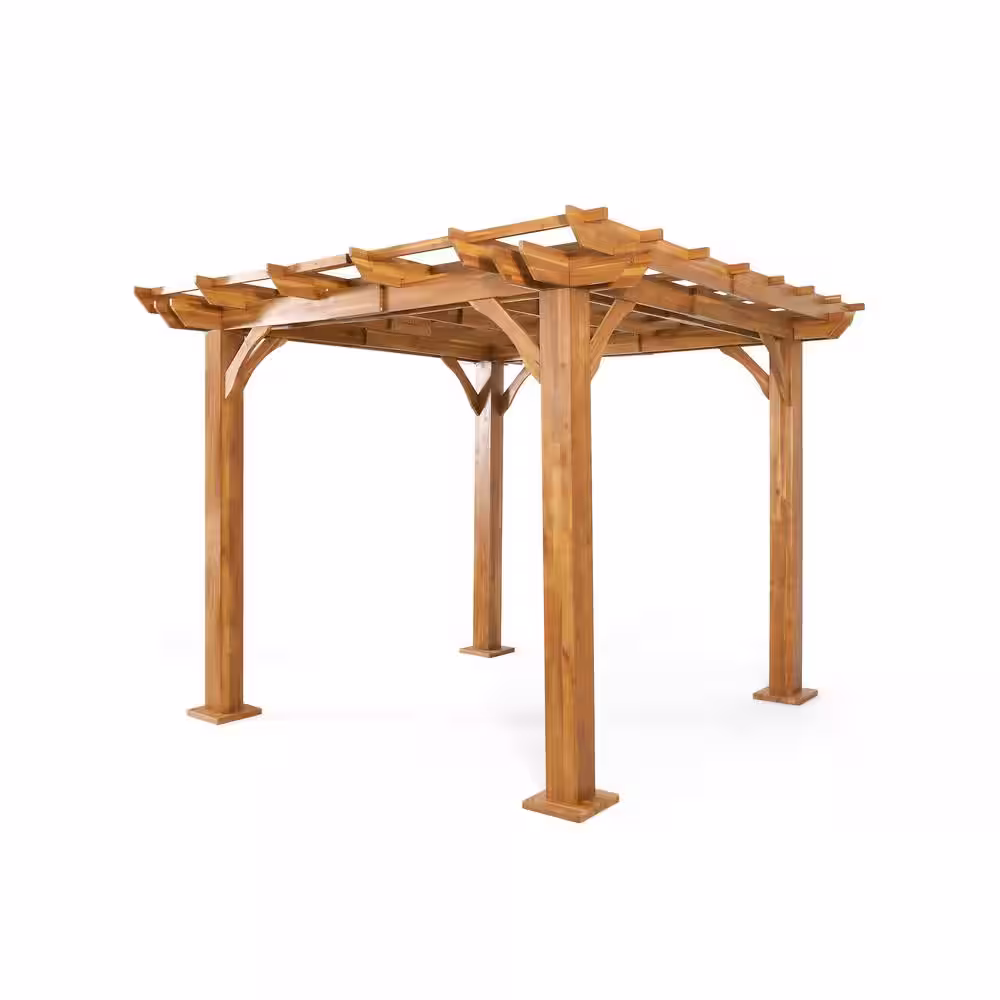 Noble House McWethy 10 ft. x 10 ft. Acacia Wood Pergola