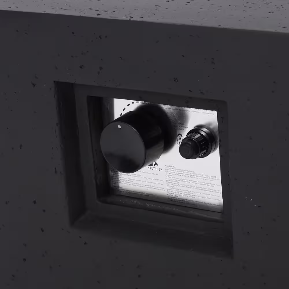 Noble House Mayfair Dark Gray Rectangular Stone Fire Pit (No Tank Holder)