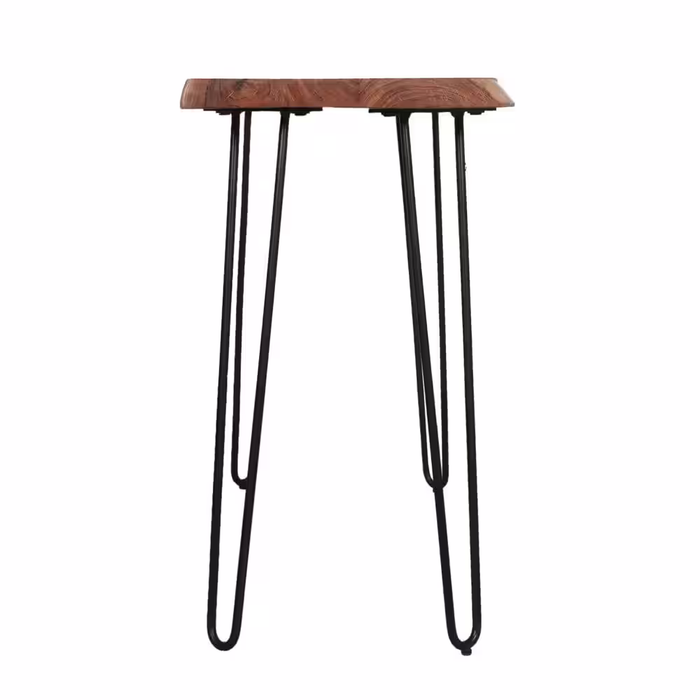 Alaterre Furniture Hairpin 48 in. Brown/Black Standard Rectangle Wood Console Table with Live Edge