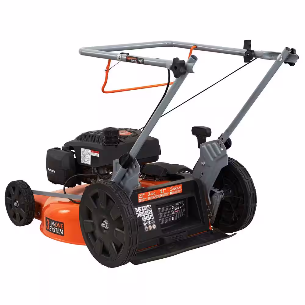 YARDMAX 21 in. 170cc 3-in-1 Gas Walk Behind Push Lawn Mower with High Rear Wheels