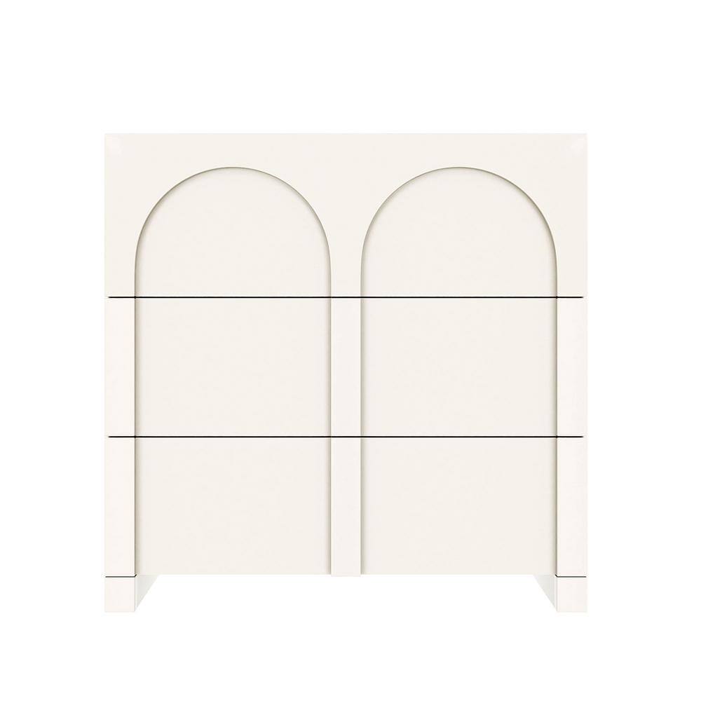 Harper & Bright Designs Half Gloss White Modern Arch Design 3 Drawers 27.6 in. Chest of Drawers