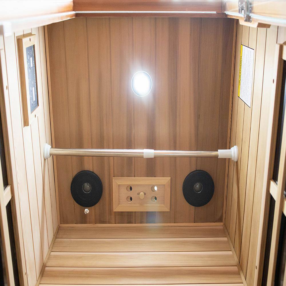 None Tita 1-Person Far Infrared Sauna with 8-Heaters, LCD Display, Bluetooth Audio, LED Lighting and Vent Include