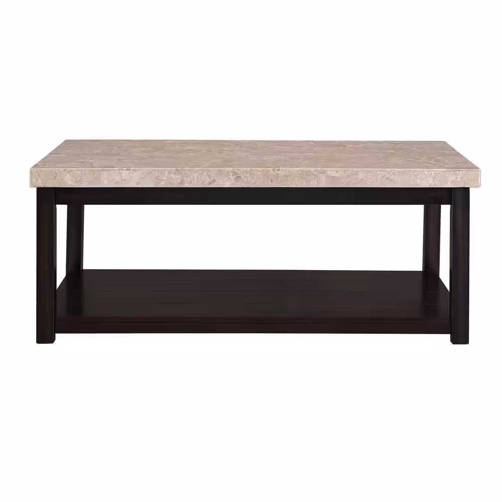 Picket House Furnishings Caleb 48 in. Espresso Large Rectangle Stone Coffee Table