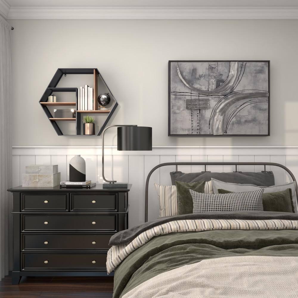 None 22 in. x 16 in. Brown Metal Industrial Wall Shelf