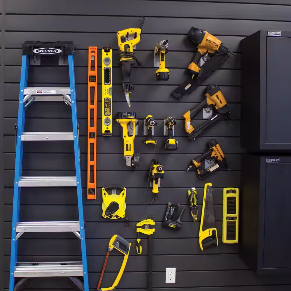 Proslat 96 in. H x 48 in. W (96 sq. ft.) PVC Slat Wall Panel Set Charcoal (3 panel pack)