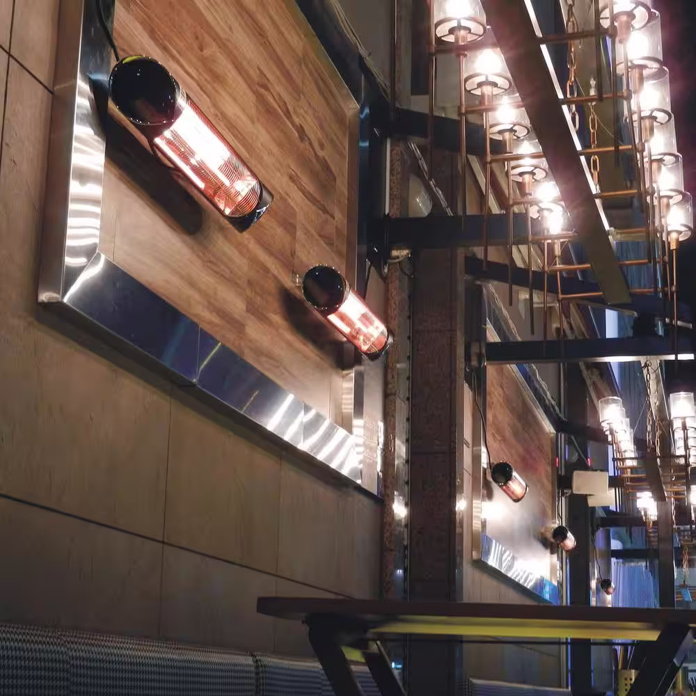 Hanover 35.4 in. 1500-Watt Infrared Electric Patio Heater with Remote Control in Silver