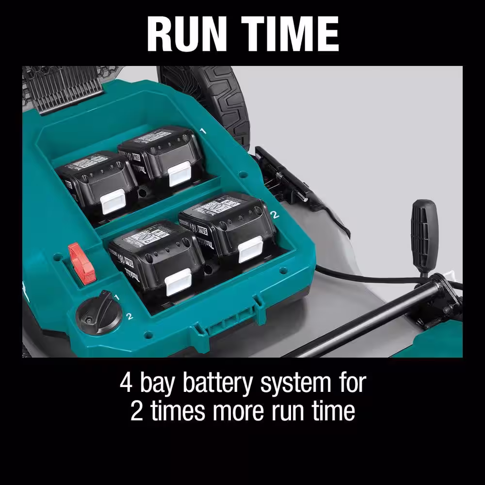 Makita 21 in. 18V X2 (36V) LXT Walk Behind Push Lawn Mower Kit with 4 Batteries (5.0 Ah) with bonus 18V X2 (36V) LXT Blower