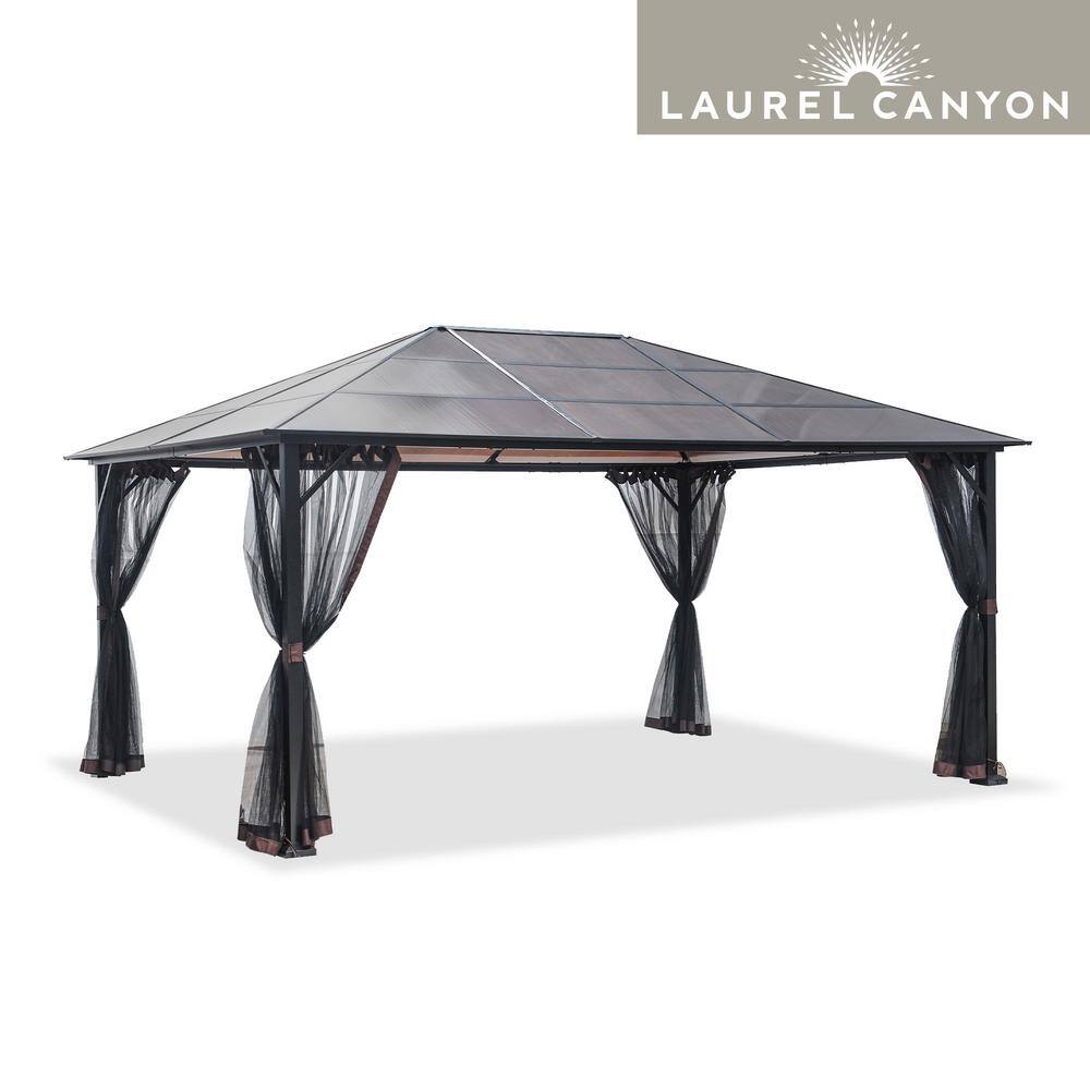 LAUREL CANYON 12 ft. x 16 ft. Polycarbonate Hardtop Gazebo with Mosquito Netting