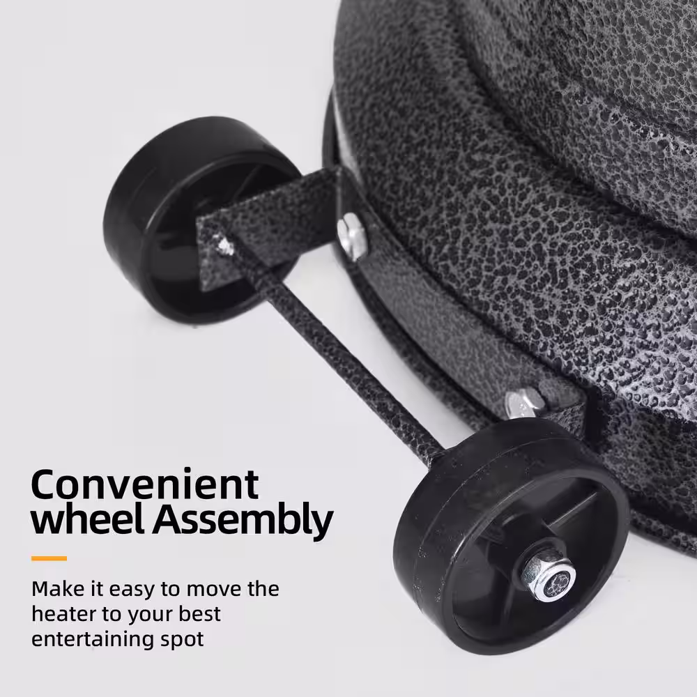 None 46000 BTU Standing Propane Patio Heater with Wheels in Mocha