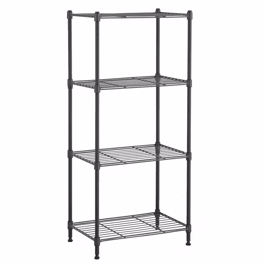 mzg 4 Tier Grey Powder Coating Wire Shelving Unit 12 in. x 18 in. x 39 in.