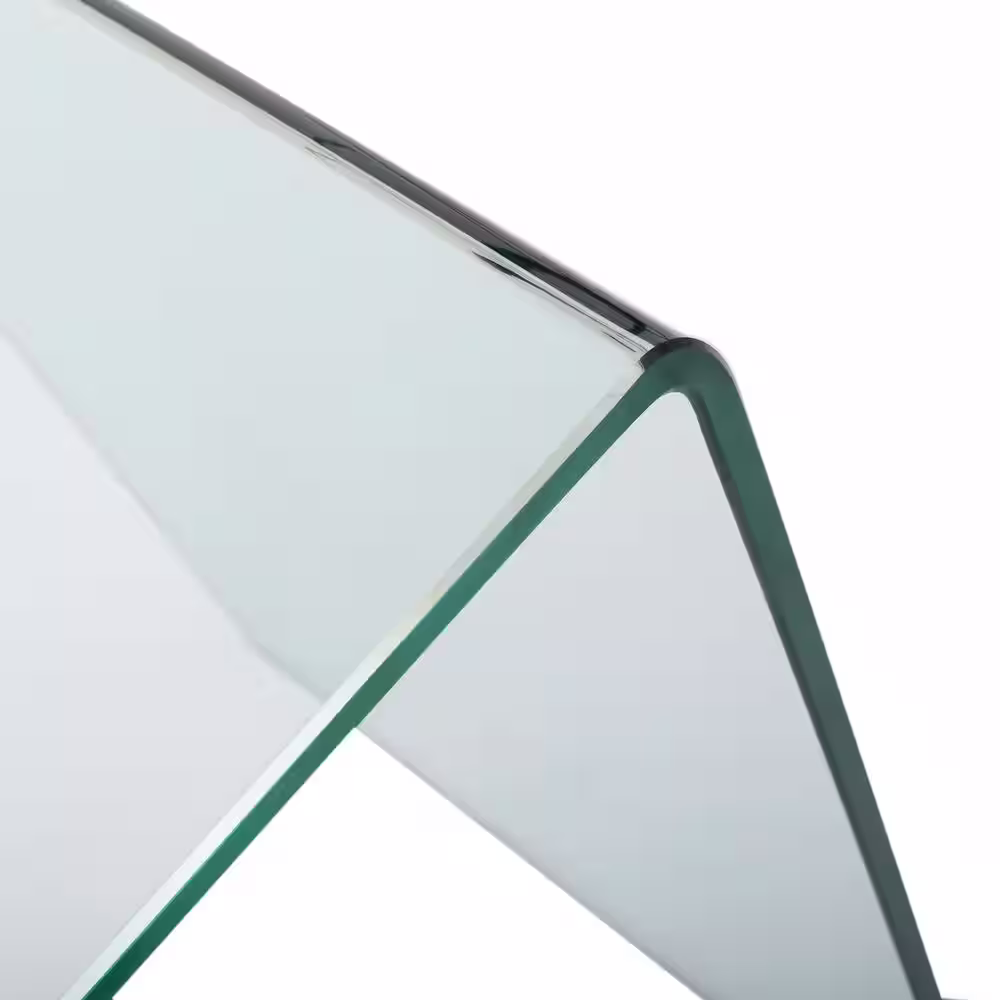 Noble House Caradoc 37.4 in. Rectangular Clear Glass Writing Desk