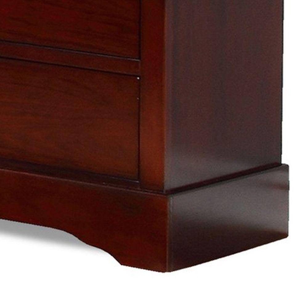 Benjara Cherry Brown 6-Drawer Wood Dresser with Molded Trim and Drop Handles