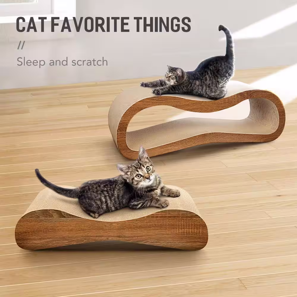 None 2 in 1 Cat Scratcher Cardboard Lounge Bed