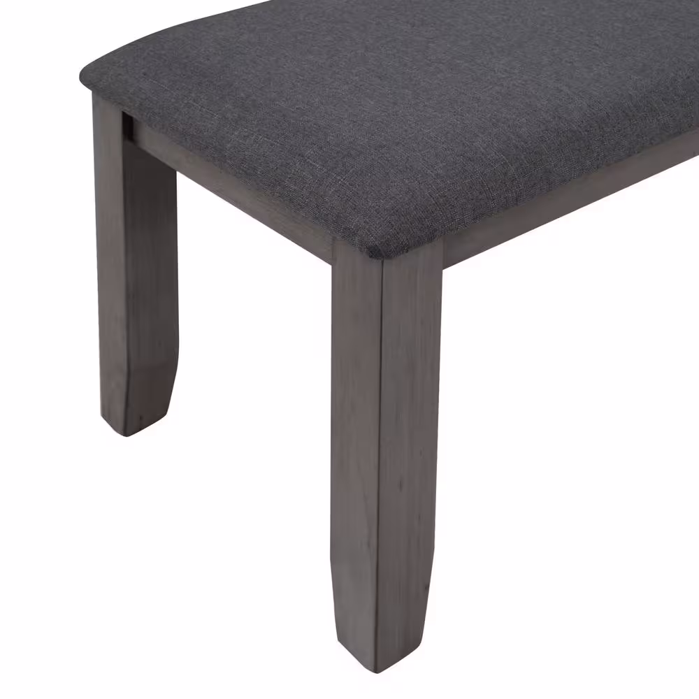 Harper & Bright Designs 6-Piece Gray Rustic Wood Dining Set with Bench