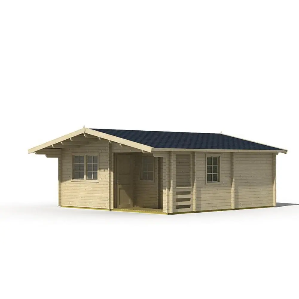 Hud-1 EZ Buildings Ashton 19 ft. 5 in. x 19 ft. 5 in. Log Cabin Style Studio Guest Hobby Work Space Pool House Building Kit