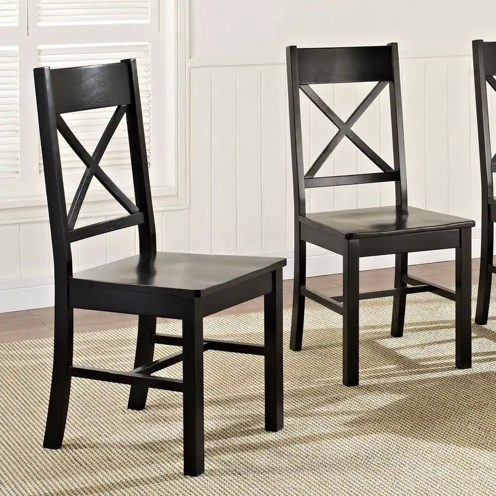 Walker Edison Furniture Company Millwright Antique Black Wood Dining Chair (Set of 2)